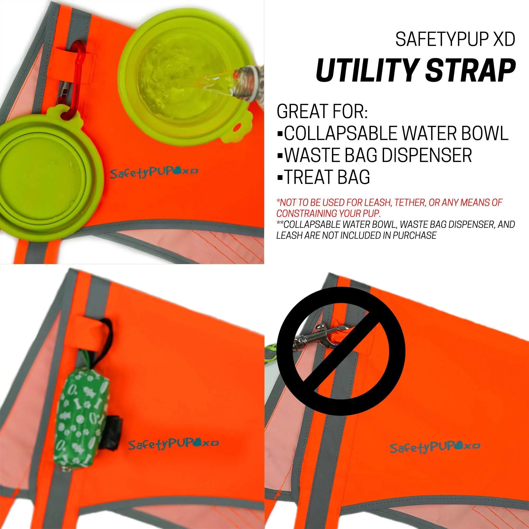 Lite Dog Vest. Coverage to Mid Back. Reflective Hi Visibility Blaze Orange Fluorescent Fabric Helps to Keep Them in Sight and Safe On and Off Leash. Safetypup Xd