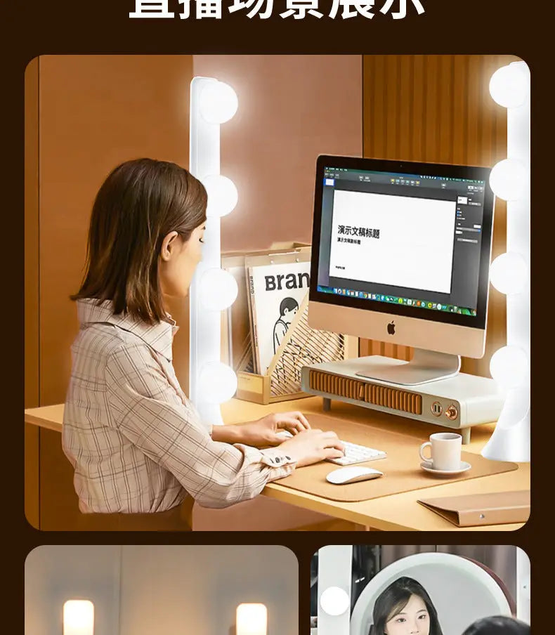 Live fill light anchor desktop makeup dedicated double row LED beauty skin rejuvenation professional live studio video background GreatEagleInc