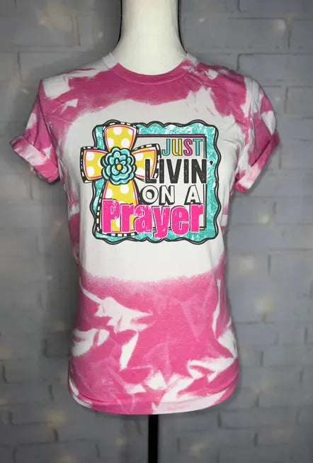 Livin on a Prayer Bleached Graphic Tee The Blended Owl