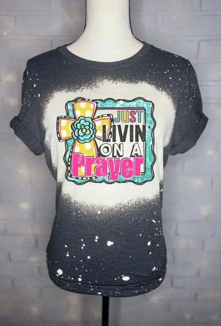 Livin on a Prayer Bleached Graphic Tee The Blended Owl