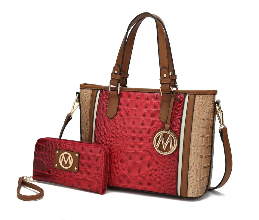 Lizza Croco Embossed Tote & Wallet Set MKF Colletion by Mia K.