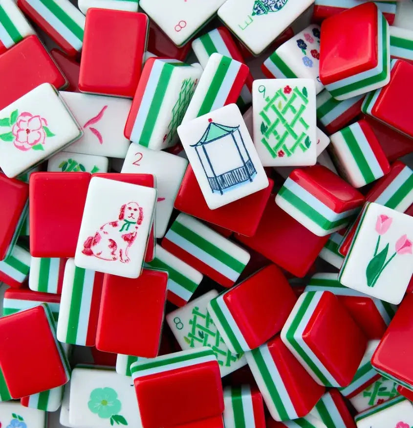 Local Warehouse US Local Stock Free Shipping Red and Pink 4-layer Acrylic American Mahjong Tiles OMM RTS Portable GreatEagleInc