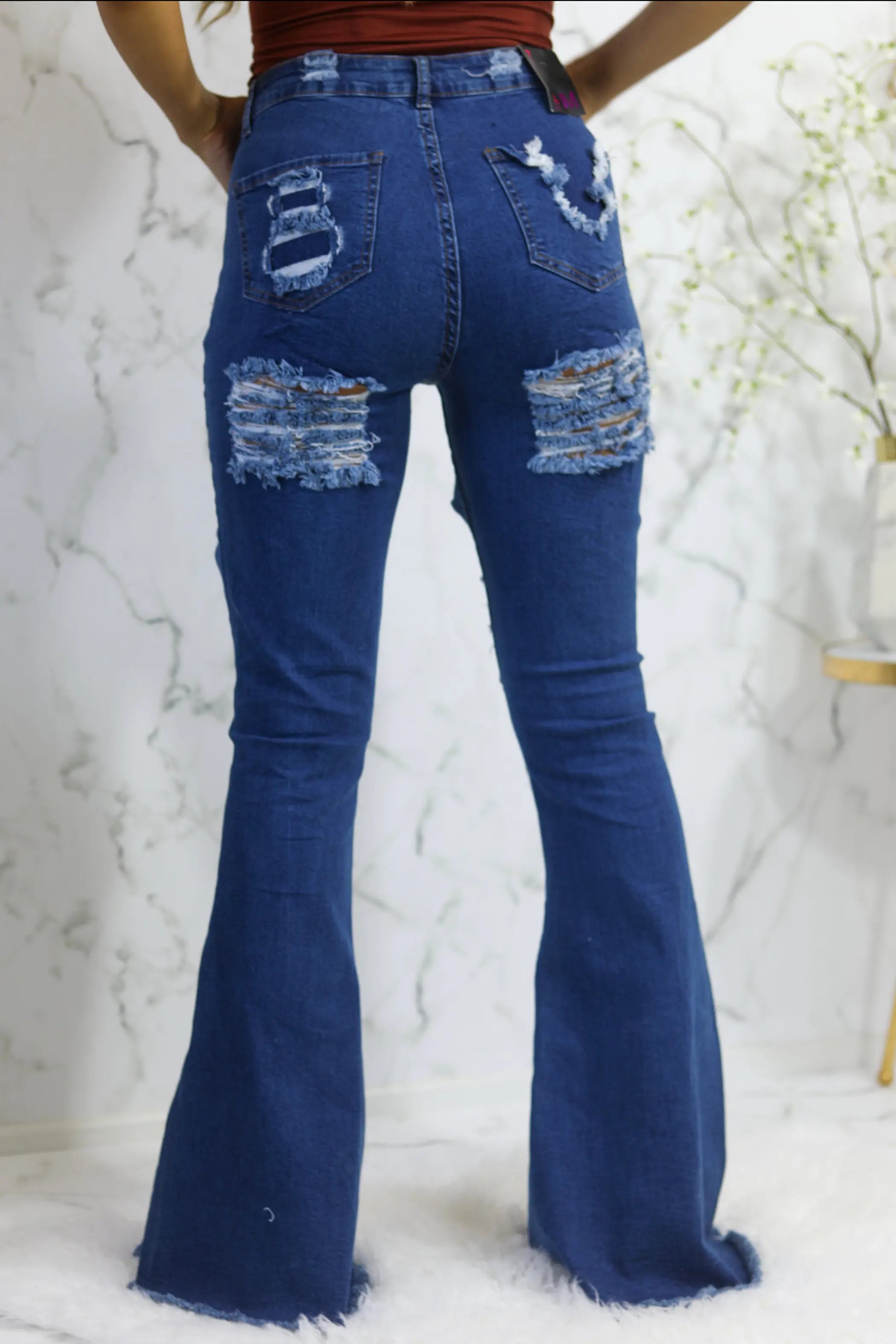 Lolata High Rise Flare Denim Distressed Jeans SurelyMine