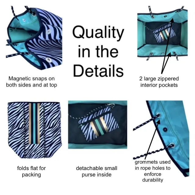 Lolly Luella On the Go - Neoprene Tote Bag (With Removable Matching Small Zippered Pouch) Lolly Luella