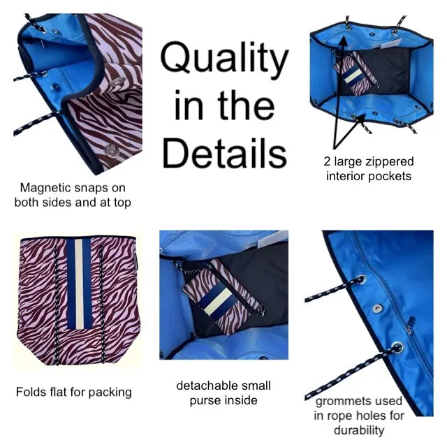 Lolly Luella On the Go - Neoprene Tote Bag (With Removable Matching Small Zippered Pouch) Lolly Luella