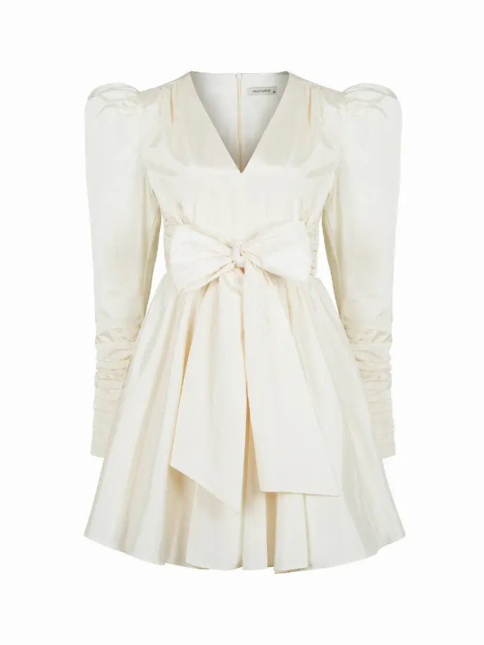 Long Puff Sleeves Belted Mini Dress Monique Store