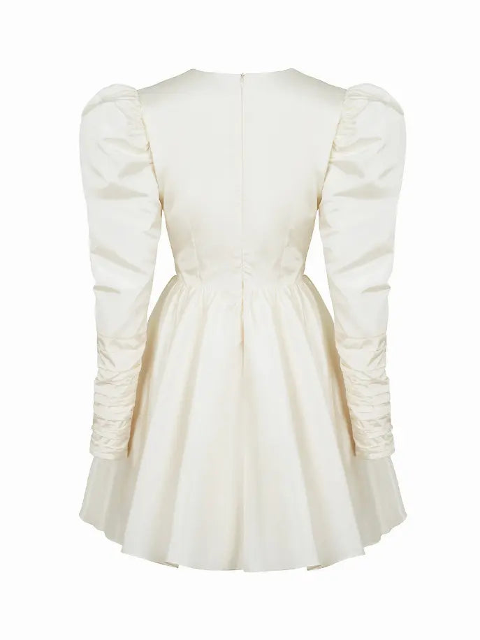Long Puff Sleeves Belted Mini Dress Monique Store