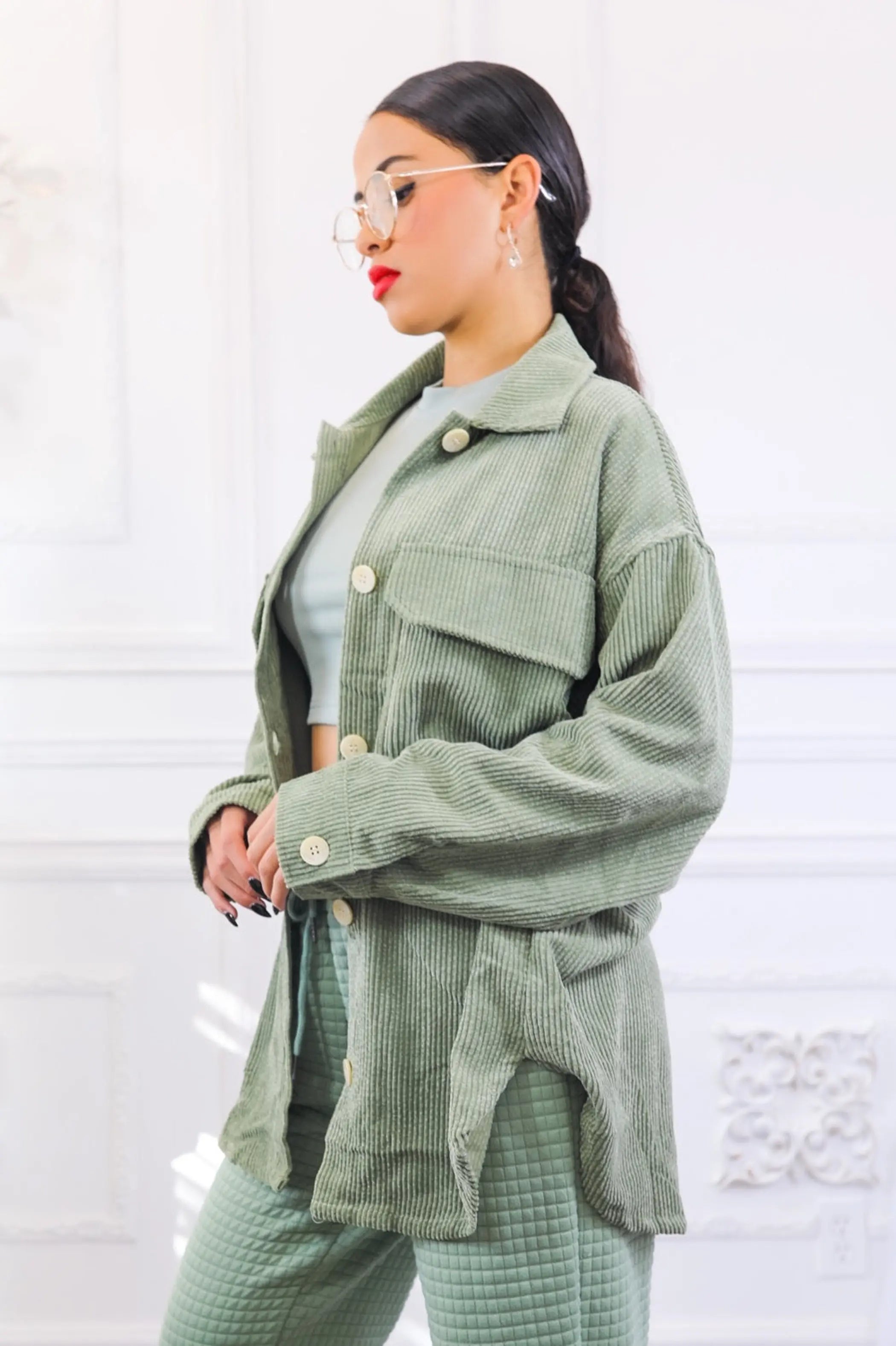 Long Sleeves Corduroy Button Down Cardigan SurelyMine
