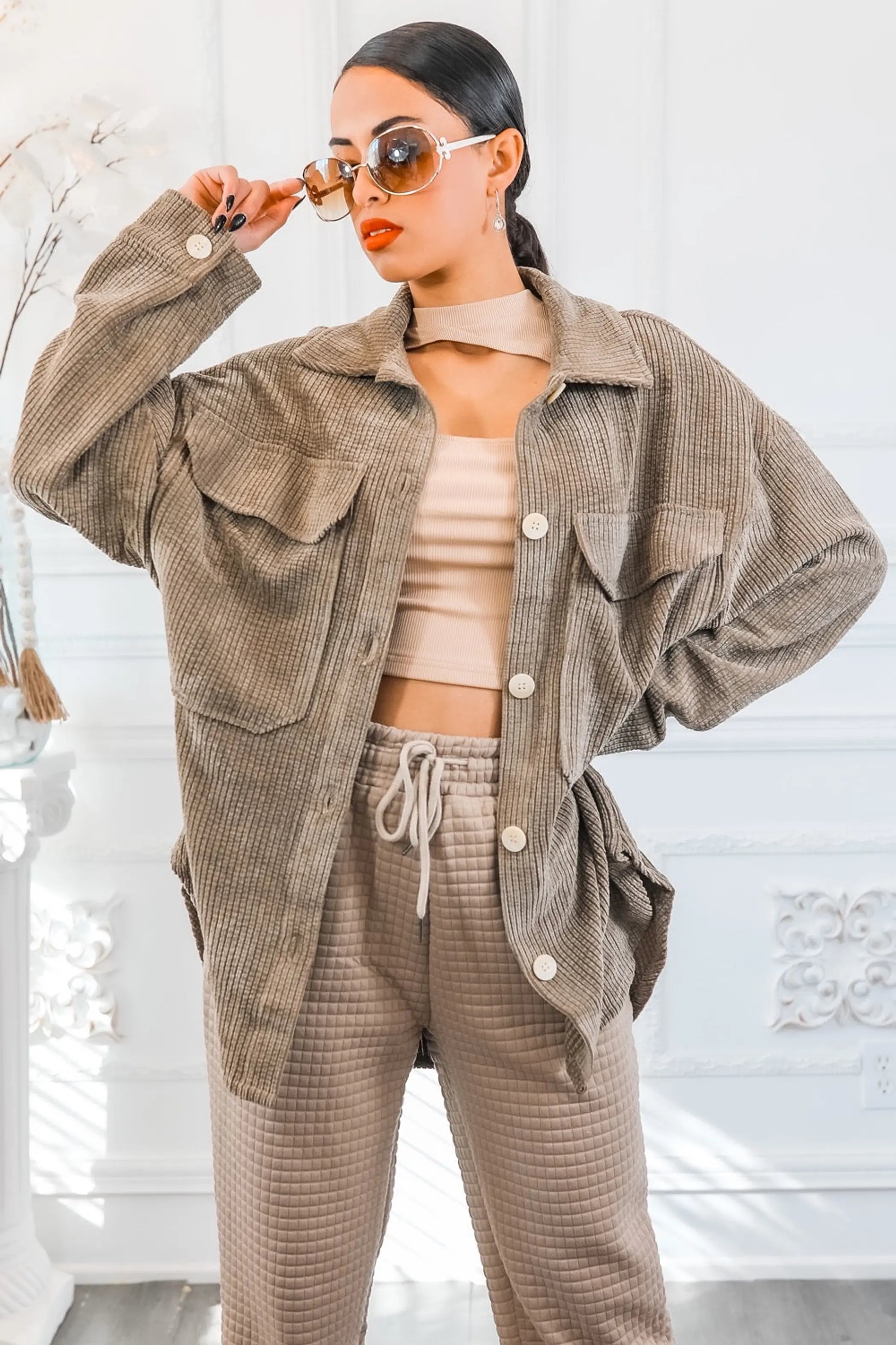 Long Sleeves Corduroy Button Down Cardigan SurelyMine