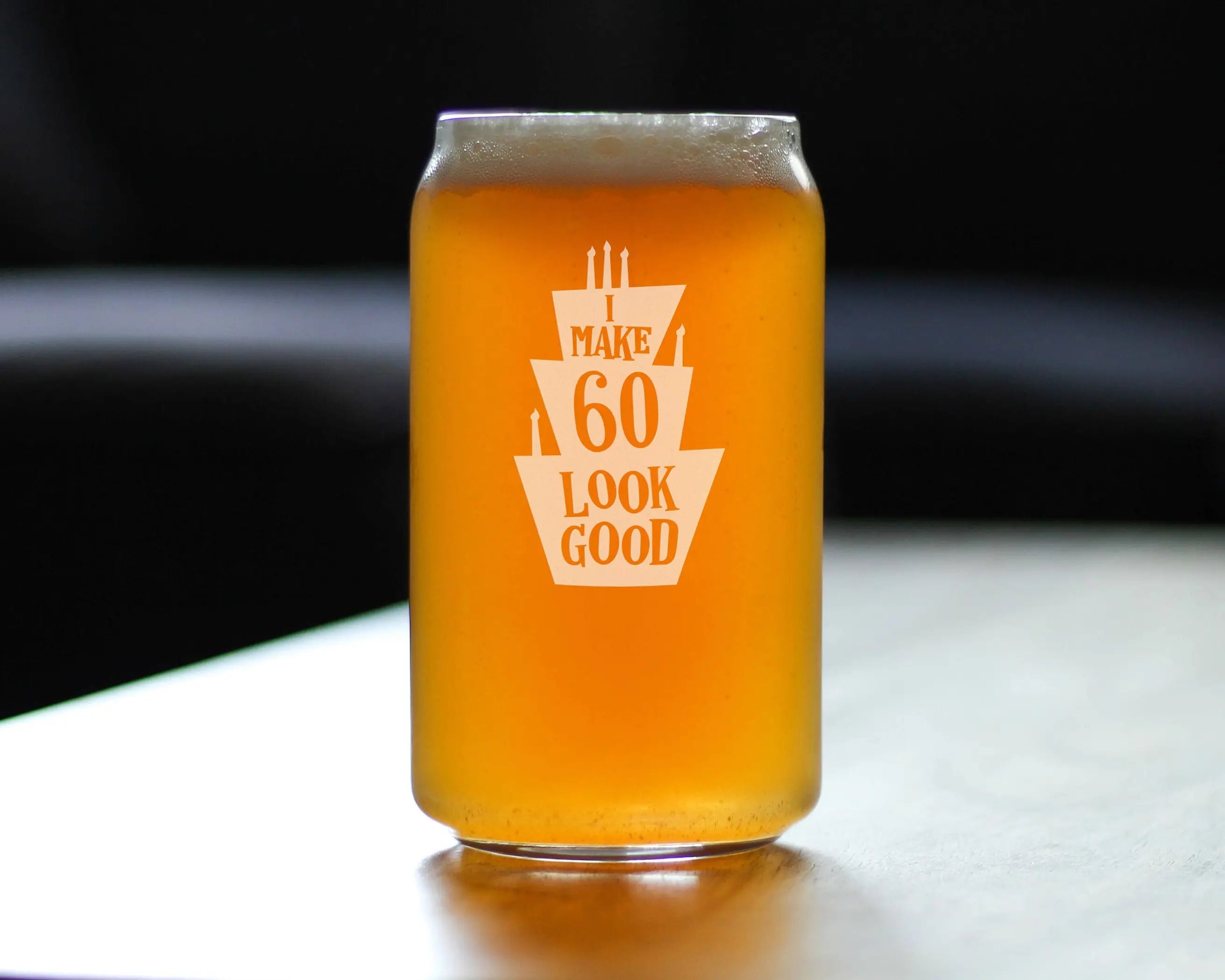 Look Good 60 Beer Can Pint Glass - 60th Birthday Gifts Bevvee