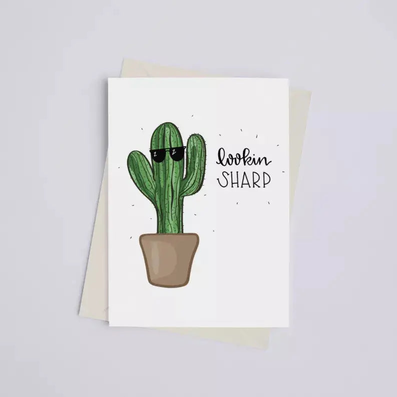 Lookin' Sharp - Greeting Card Black Cat Bazaar