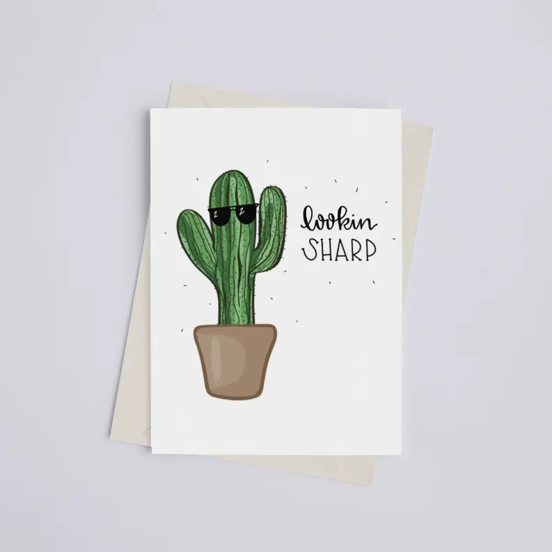 Lookin' Sharp - Greeting Card Black Cat Bazaar
