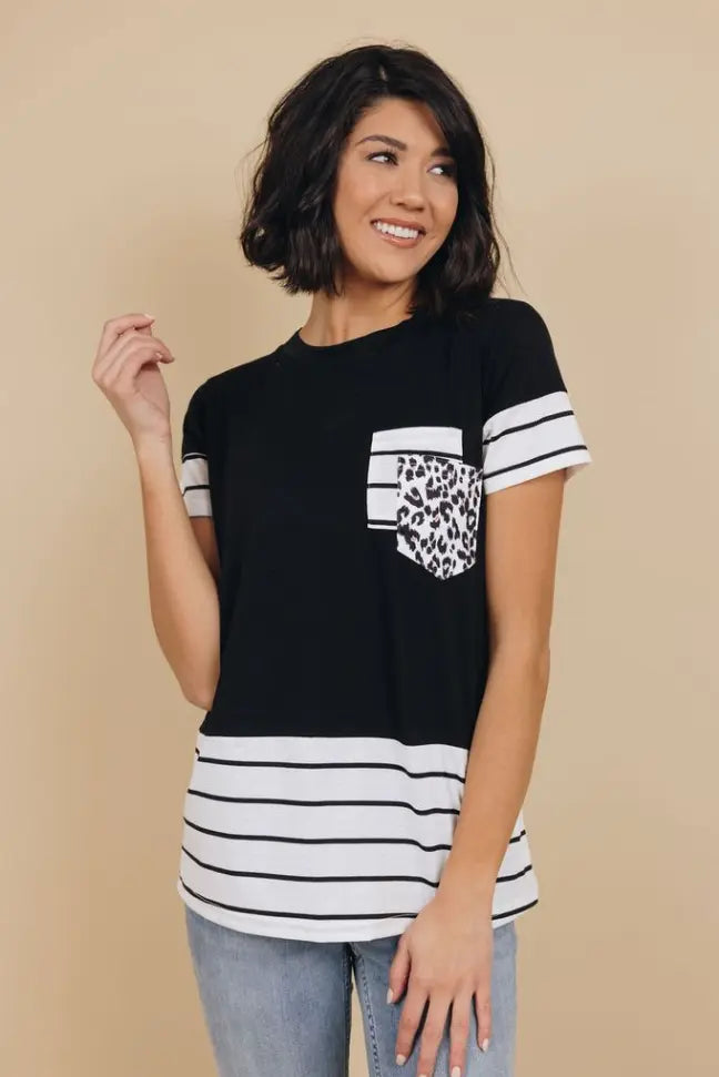 Lorna Striped Leopard Shirt Stay Warm in Style