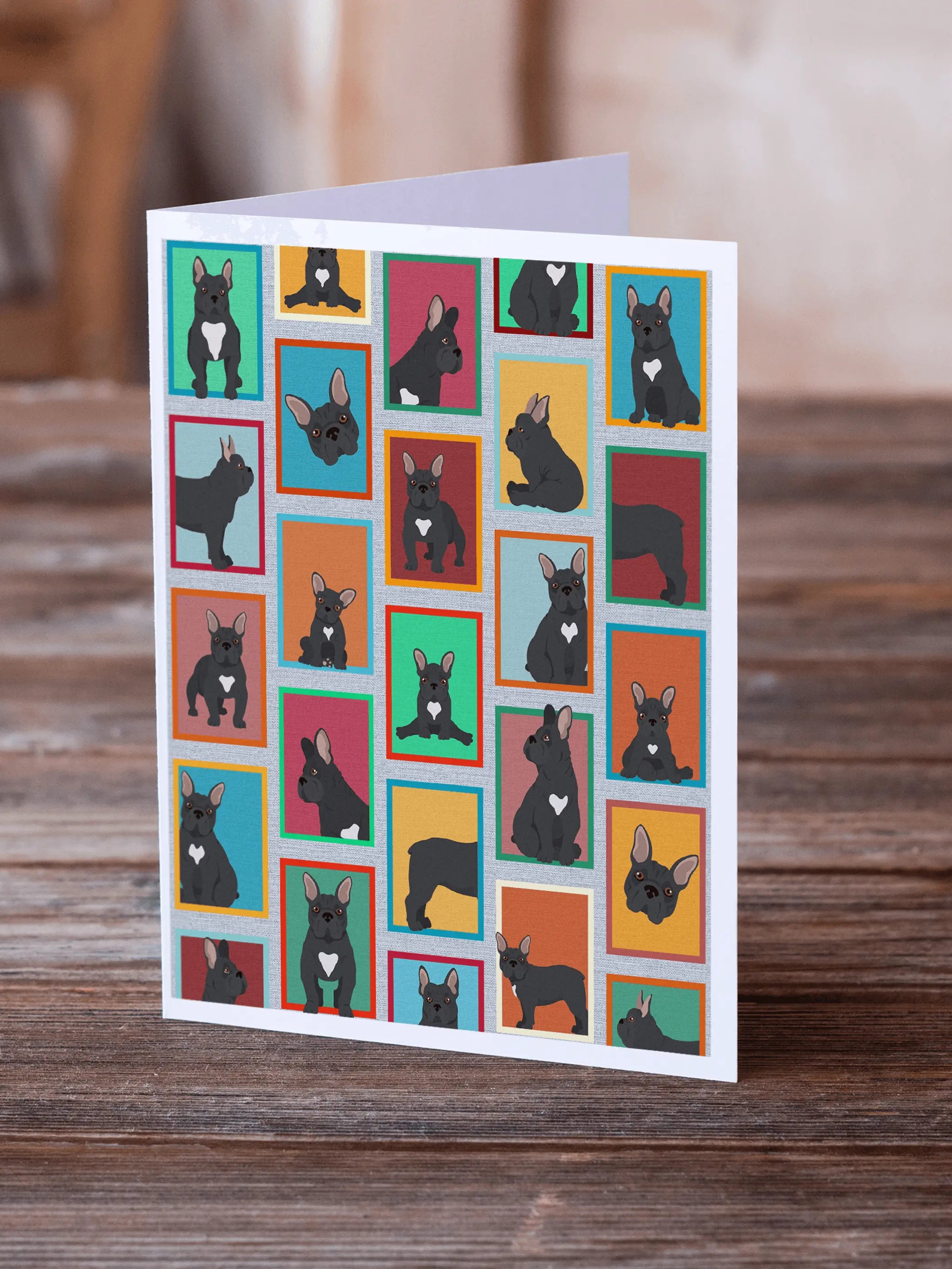 Lots of Black French Bulldog Greeting Cards Pack of 8 Caroline's Treasures