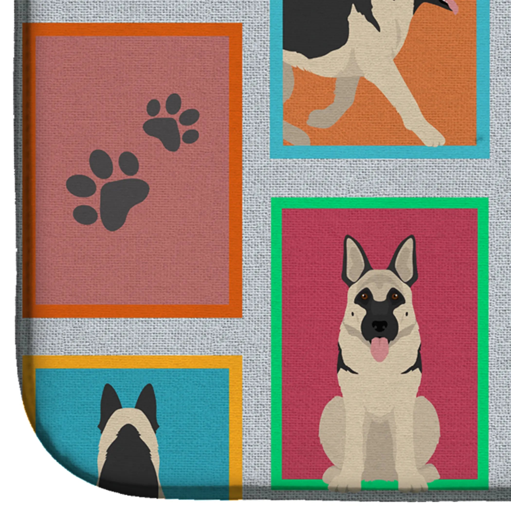 Lots of Black and Silver German Shepherd Dish Drying Mat Caroline's Treasures