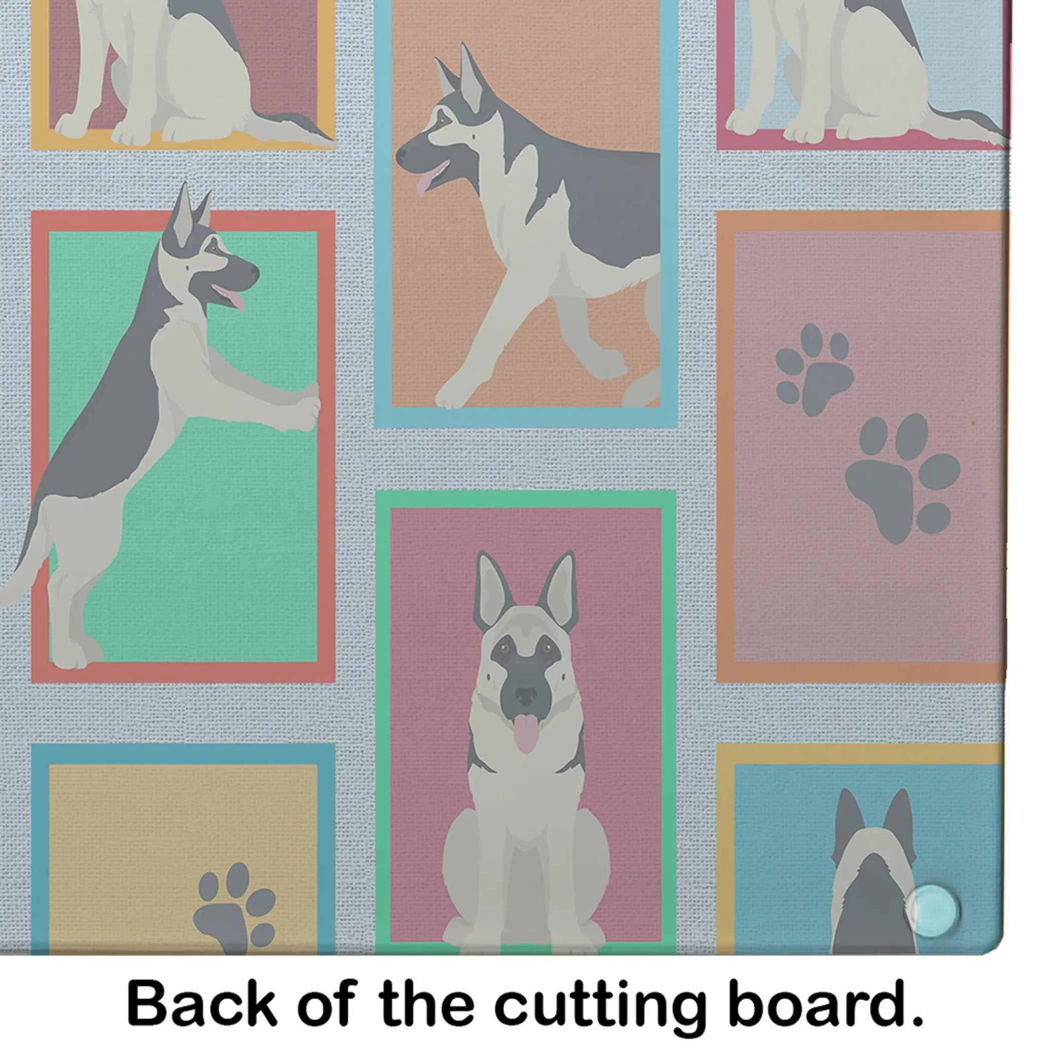 Lots of Black and Silver German Shepherd Glass Cutting Board Caroline's Treasures
