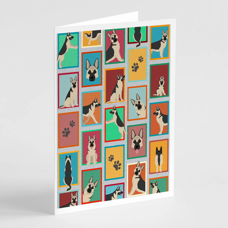 Lots of Black and Silver German Shepherd Greeting Cards Pack of 8 Caroline's Treasures