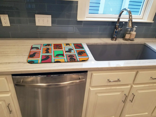 Lots of Black and Tan Dachshund Dish Drying Mat Caroline's Treasures