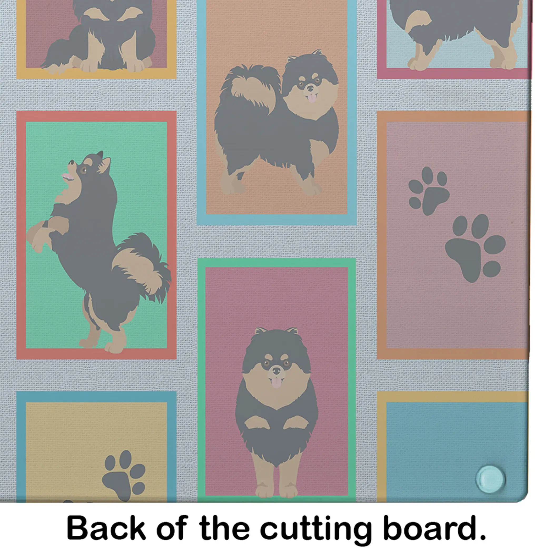 Lots of Black and Tan Pomeranian Glass Cutting Board Caroline's Treasures