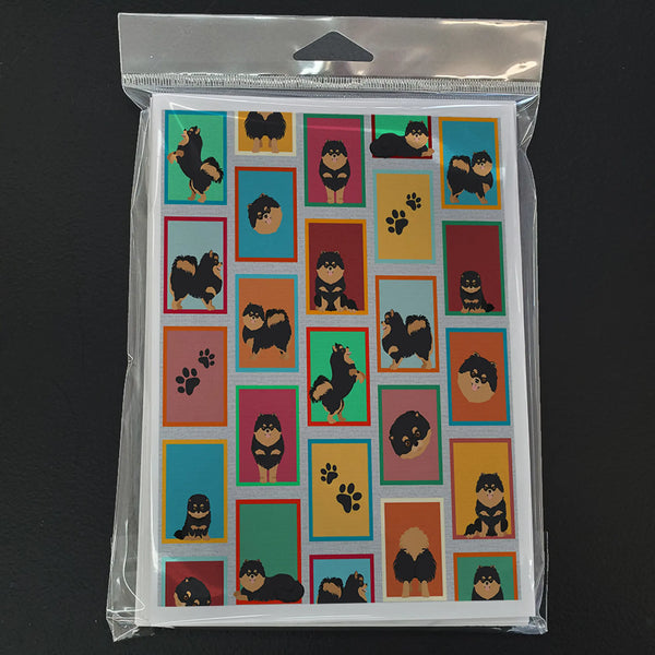 Lots of Black and Tan Pomeranian Greeting Cards Pack of 8 Caroline's Treasures