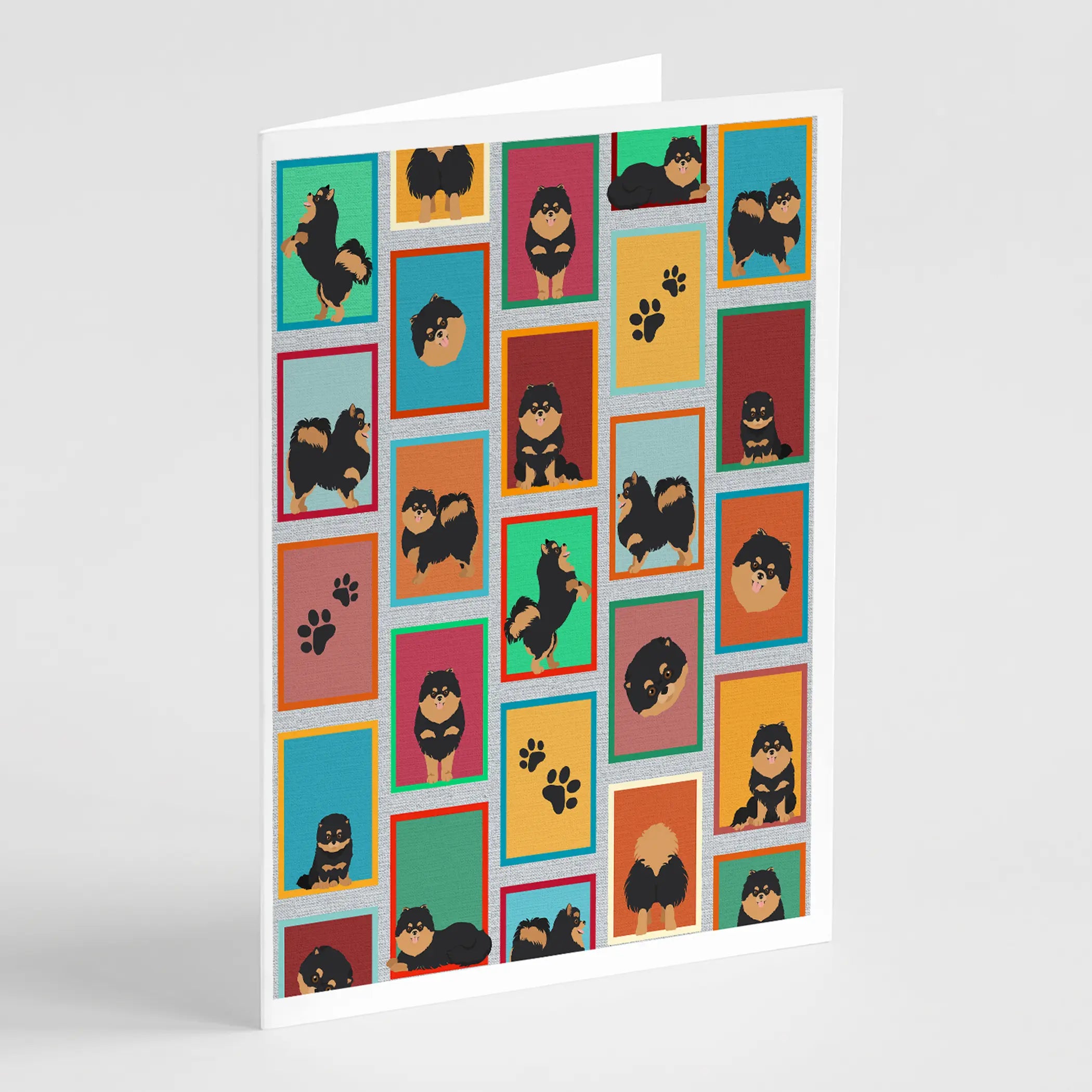 Lots of Black and Tan Pomeranian Greeting Cards Pack of 8 Caroline's Treasures