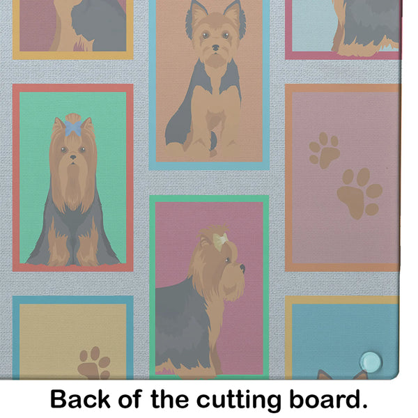 Lots of Black and Tan Yorkie Glass Cutting Board Caroline's Treasures