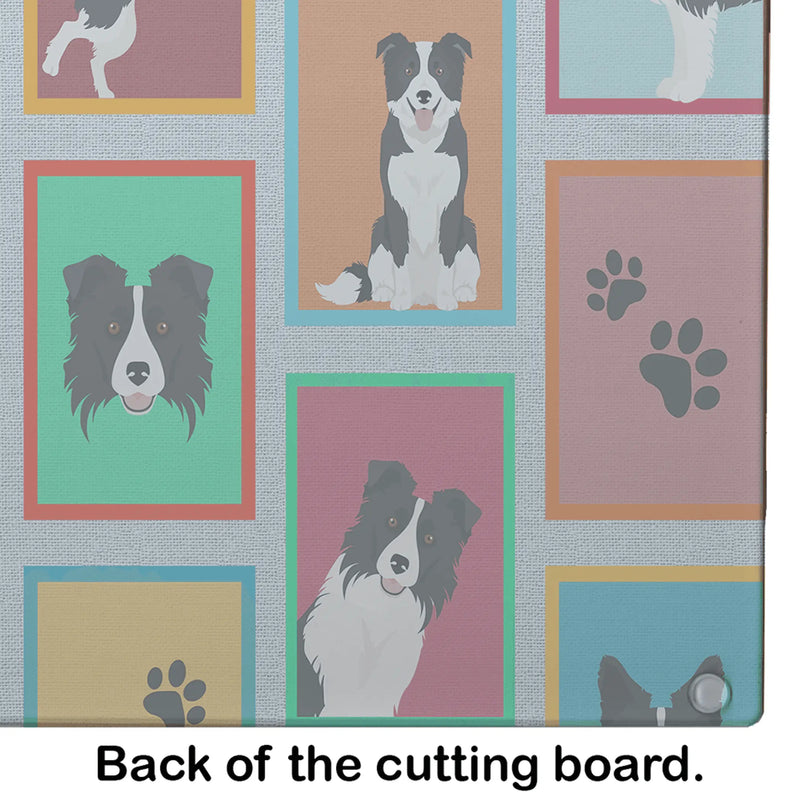 Lots of Border Collie Glass Cutting Board Caroline's Treasures