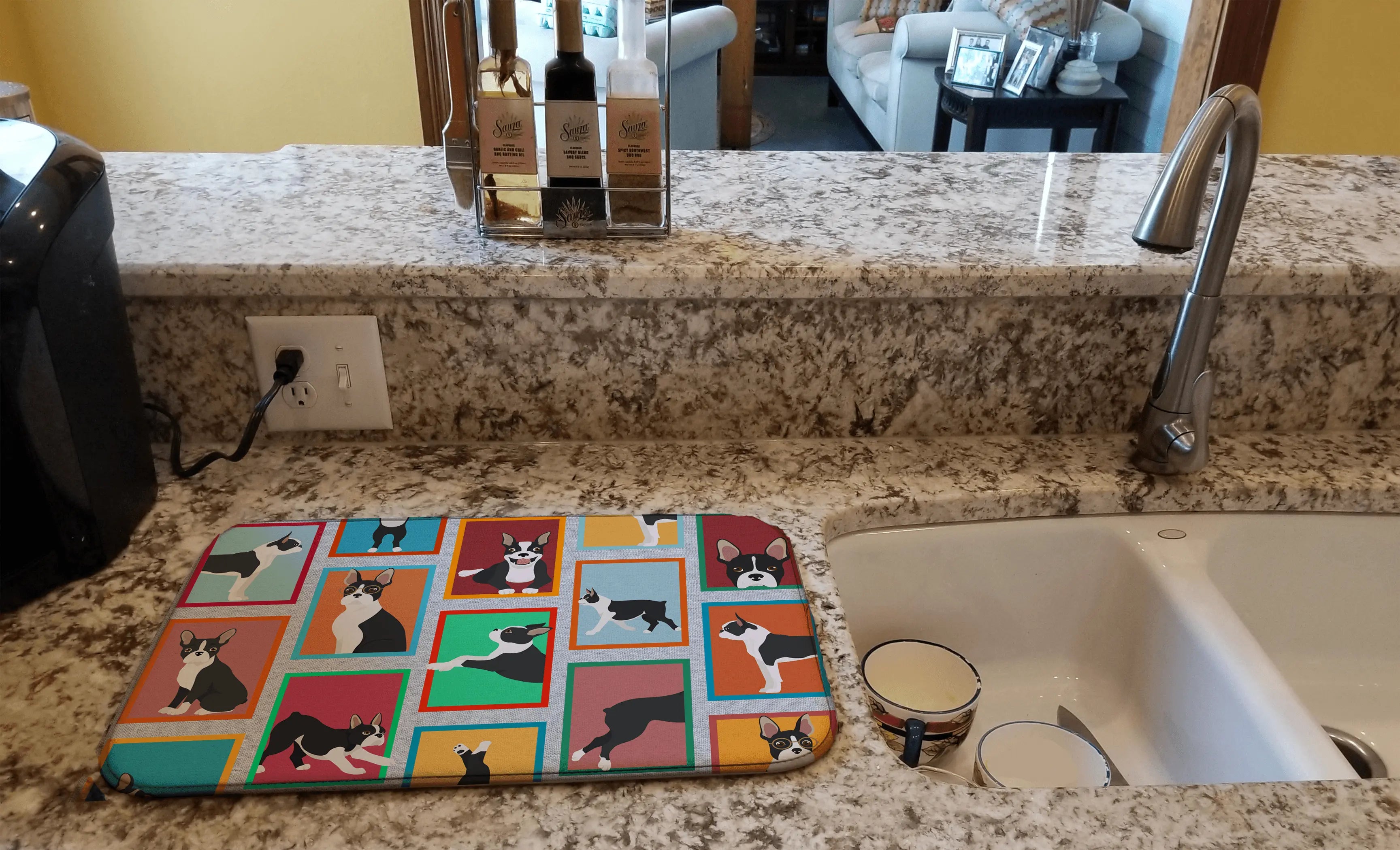 Lots of Boston Terrier Dish Drying Mat Caroline's Treasures