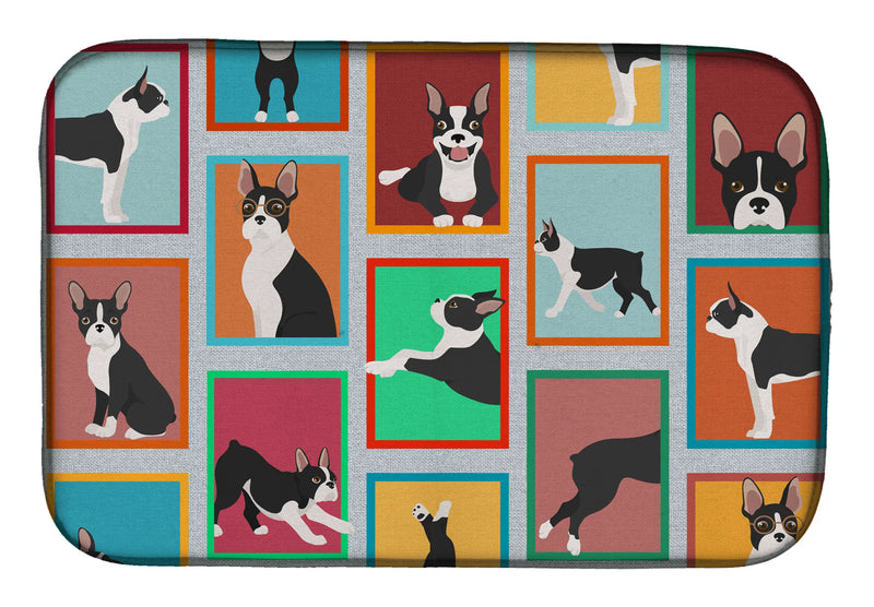 Lots of Boston Terrier Dish Drying Mat Caroline's Treasures
