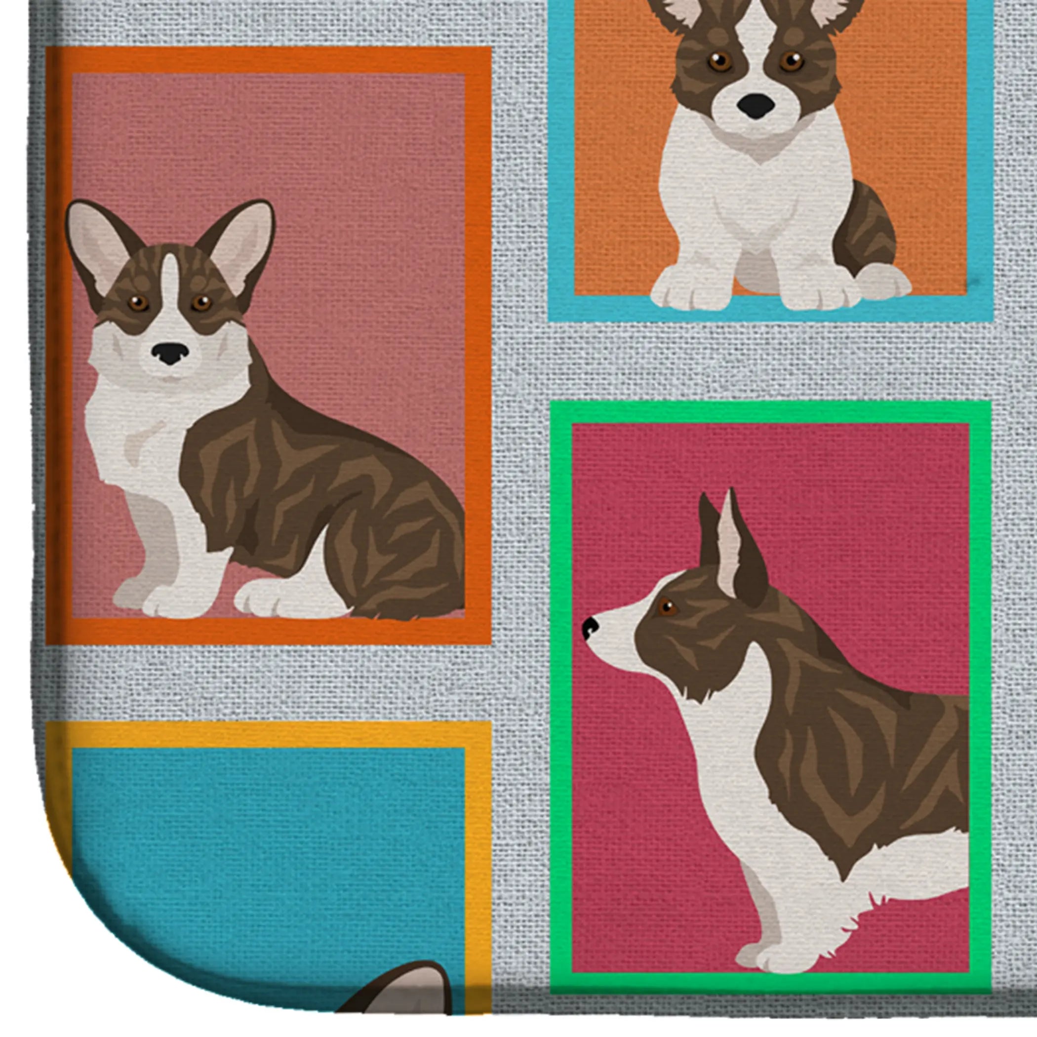Lots of Brindle Cardigan Corgi Dish Drying Mat Caroline's Treasures