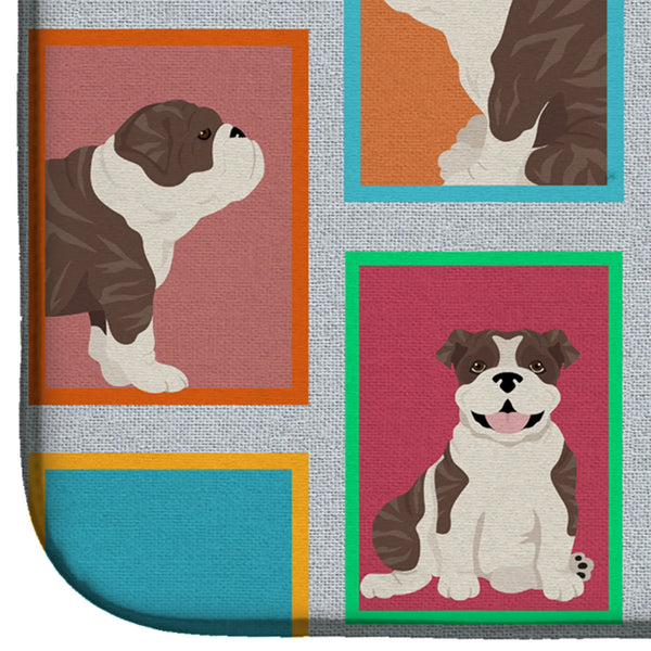 Lots of Brindle English Bulldog Dish Drying Mat Caroline's Treasures