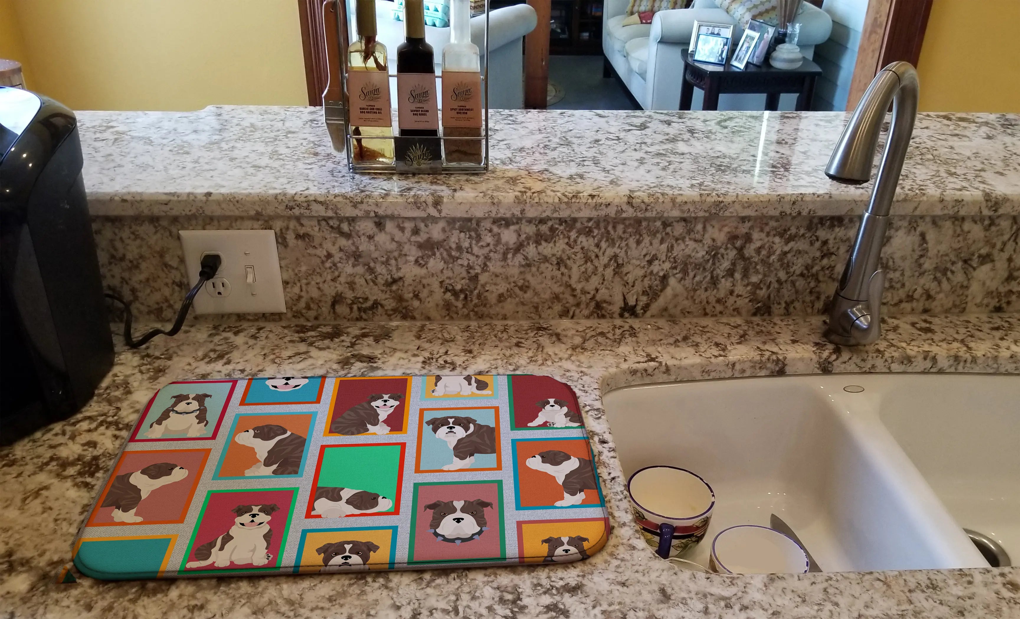 Lots of Brindle English Bulldog Dish Drying Mat Caroline's Treasures
