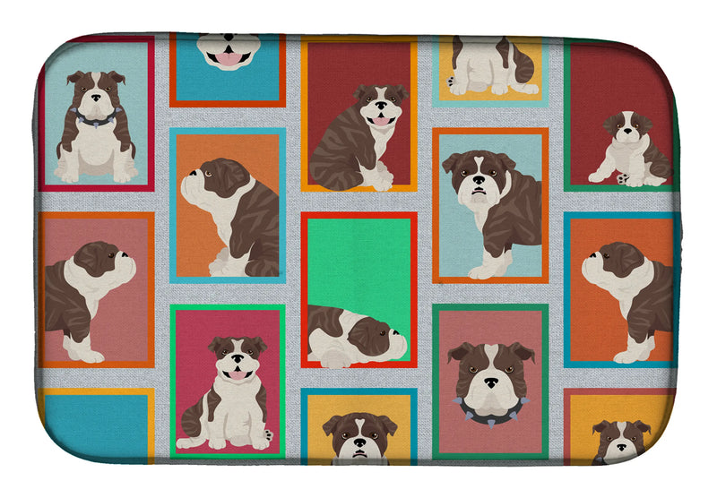 Lots of Brindle English Bulldog Dish Drying Mat Caroline's Treasures