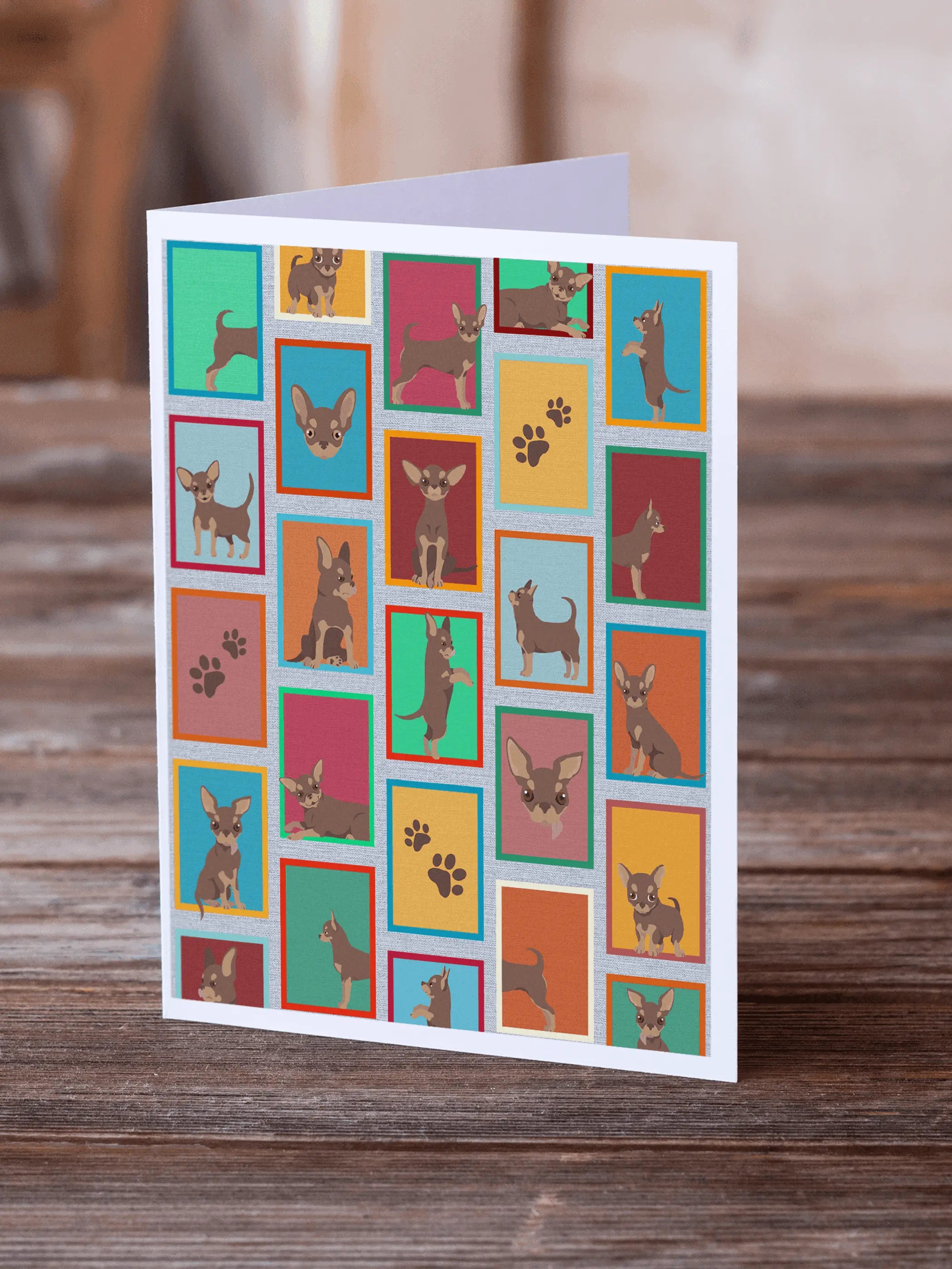 Lots of Chocolate Chihuahua Greeting Cards Pack of 8 Caroline's Treasures