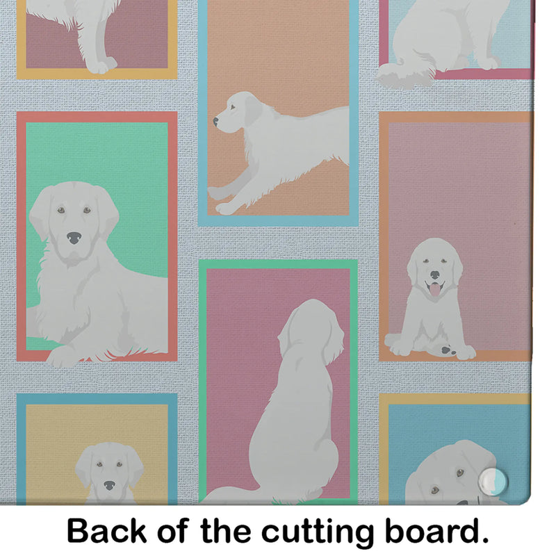 Lots of Cream Golden Retriever Glass Cutting Board Caroline's Treasures