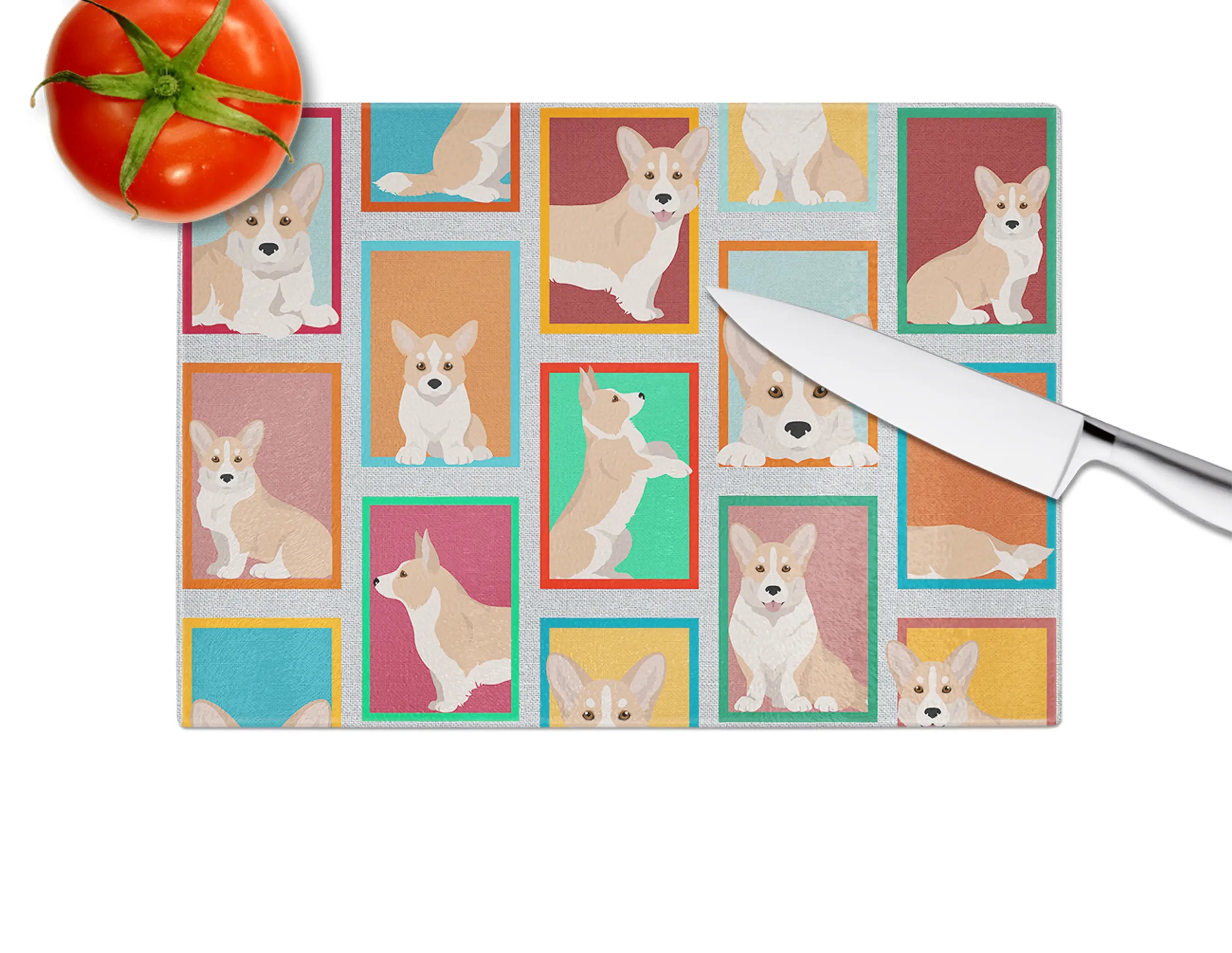 Lots of Fawn Cardigan Corgi Glass Cutting Board Caroline's Treasures