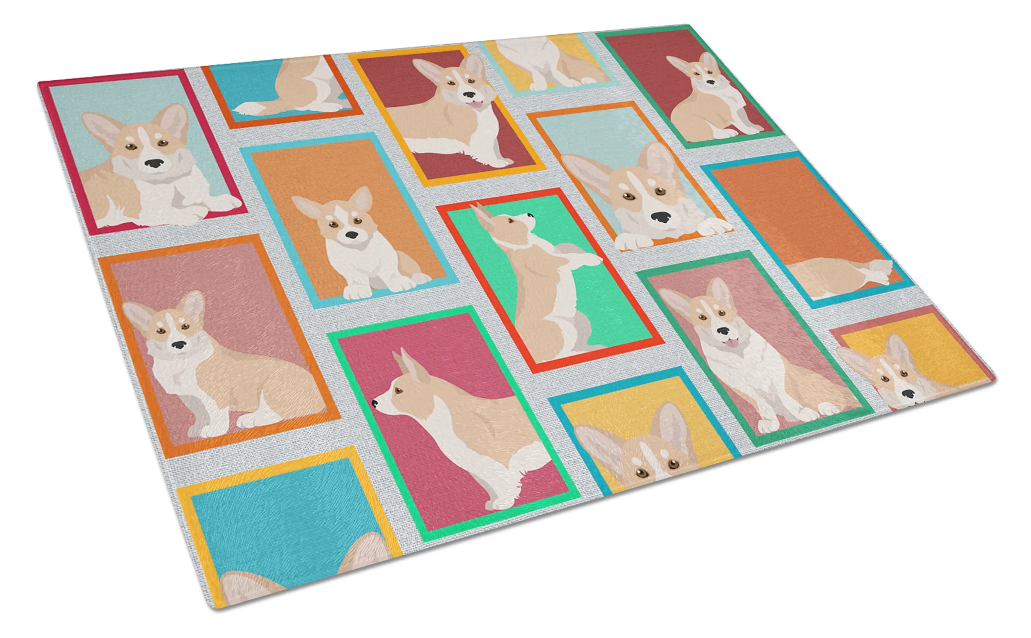 Lots of Fawn Cardigan Corgi Glass Cutting Board Caroline's Treasures