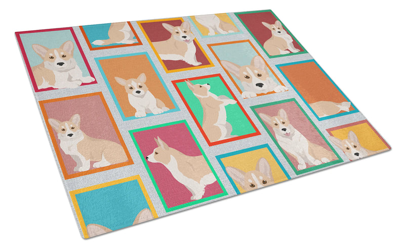 Lots of Fawn Cardigan Corgi Glass Cutting Board Caroline's Treasures