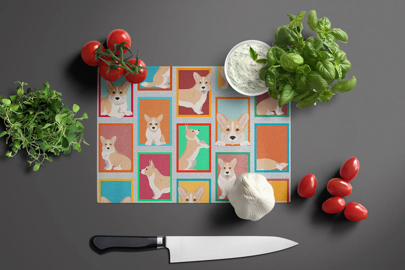 Lots of Fawn Cardigan Corgi Glass Cutting Board Caroline's Treasures