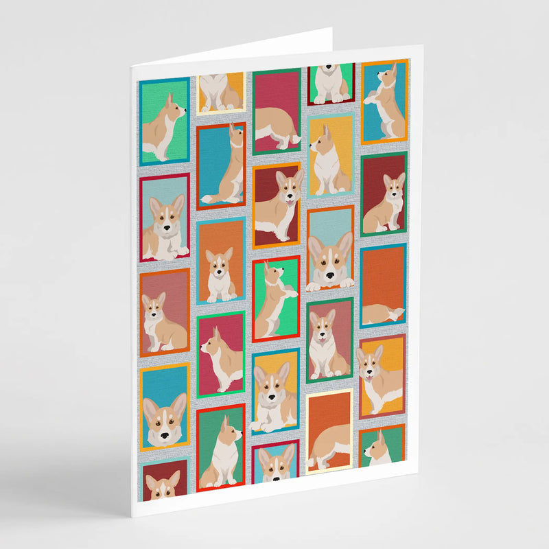 Lots of Fawn Cardigan Corgi Greeting Cards Pack of 8 Caroline's Treasures