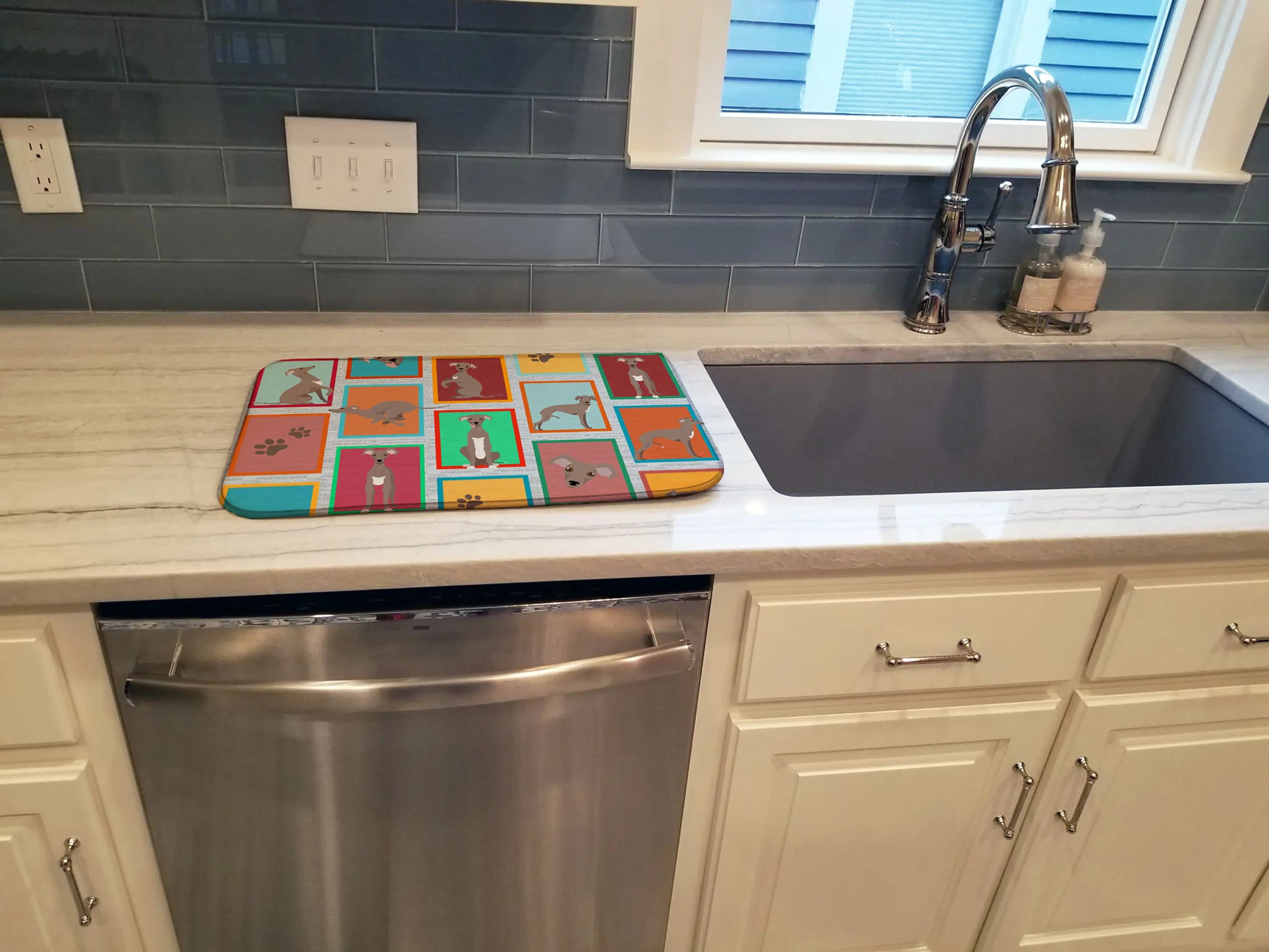 Lots of Fawn Italian Greyhound Dish Drying Mat Caroline's Treasures