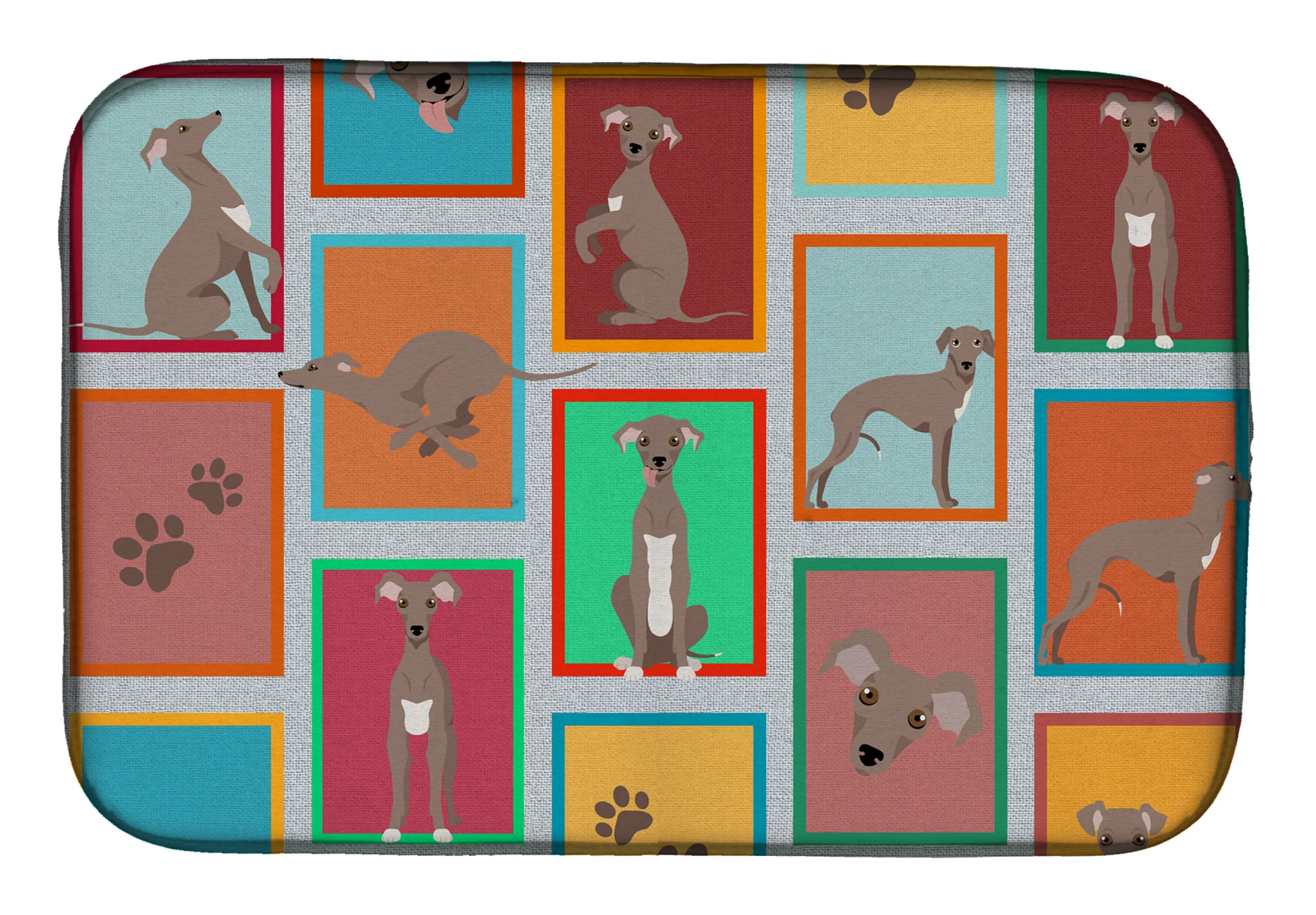 Lots of Fawn Italian Greyhound Dish Drying Mat Caroline's Treasures