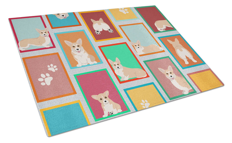 Lots of Fawn Pembroke Corgi Glass Cutting Board Caroline's Treasures