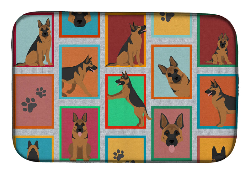 Lots of German Shepherd Dish Drying Mat Caroline's Treasures