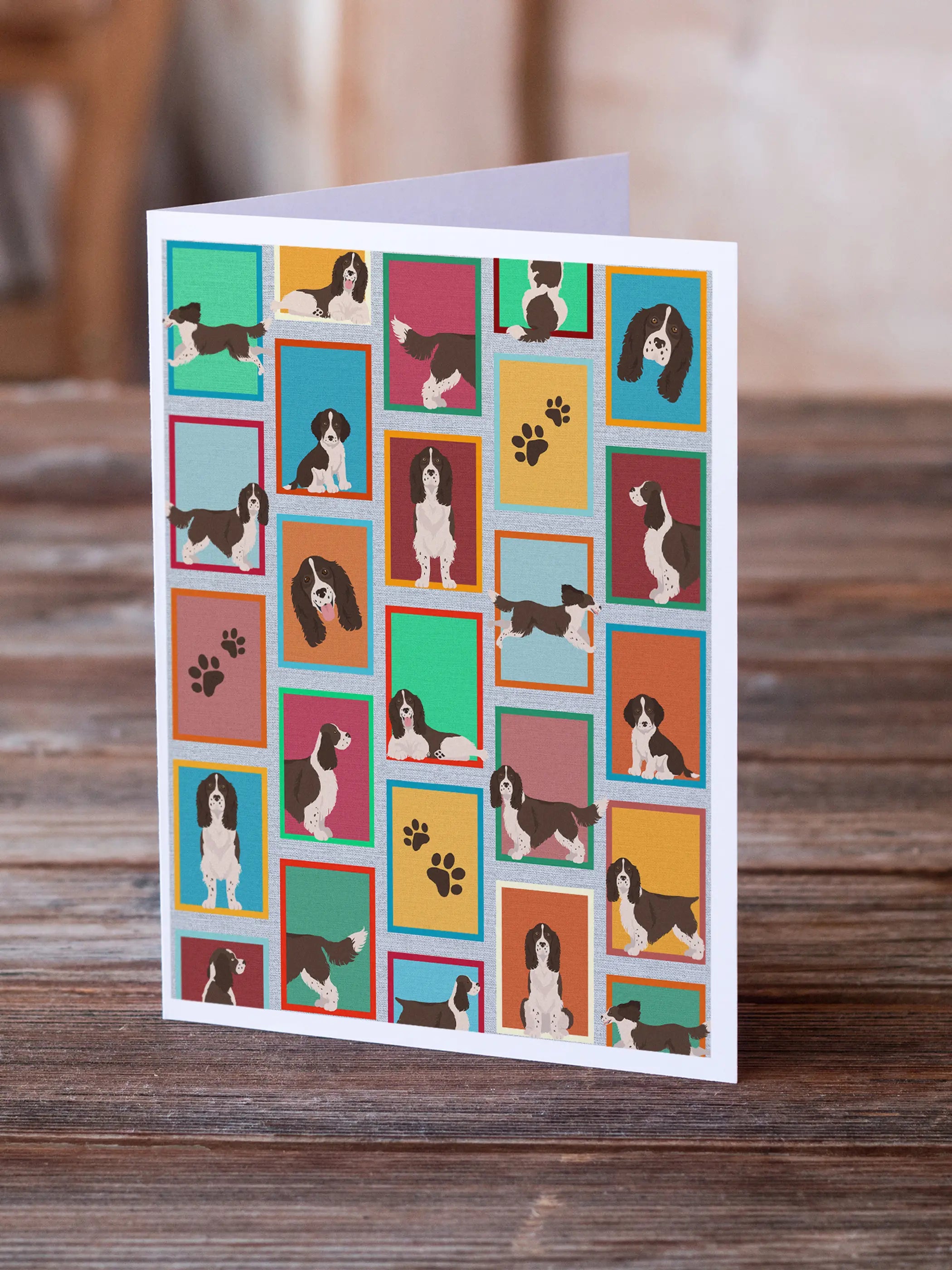 Lots of Liver English Springer Spaniel Greeting Cards Pack of 8 Caroline's Treasures