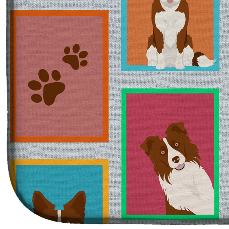 Lots of Red Border Collie Dish Drying Mat Caroline's Treasures