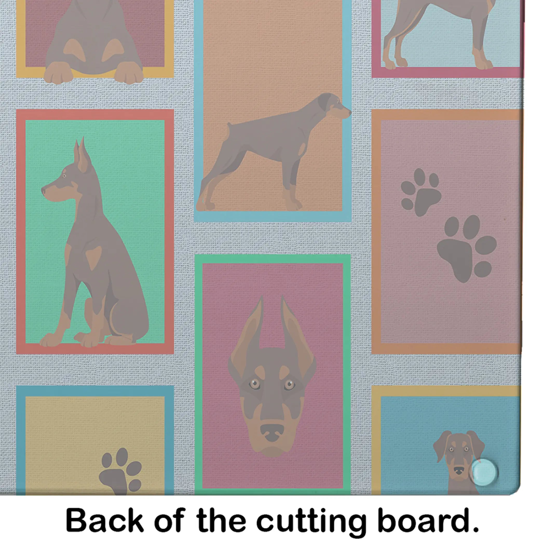 Lots of Red Doberman Pinscher Glass Cutting Board Caroline's Treasures