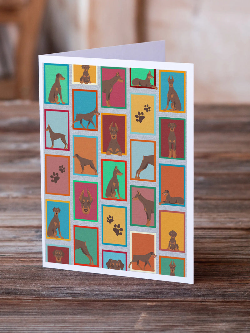 Lots of Red Doberman Pinscher Greeting Cards Pack of 8 Caroline's Treasures