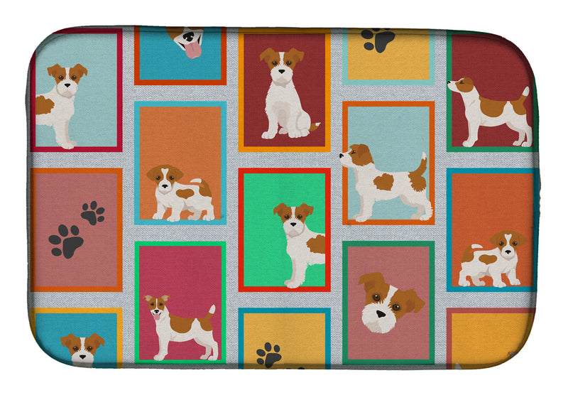 Lots of Red and White Jack Russell Terrier Dish Drying Mat Caroline's Treasures
