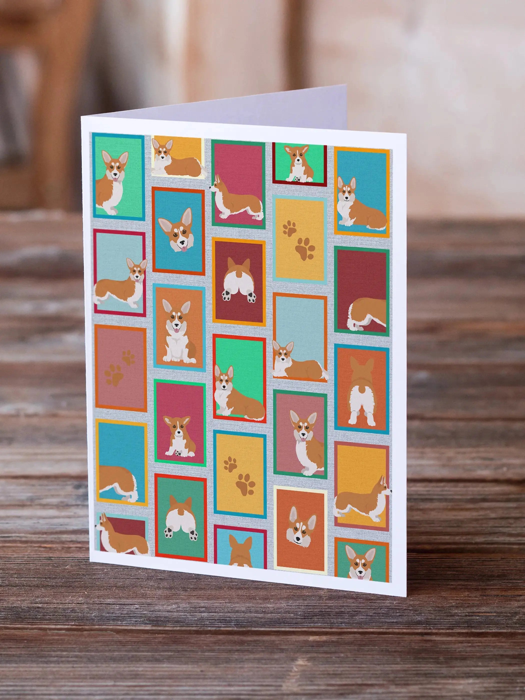 Lots of Red and White Pembroke Corgi Greeting Cards Pack of 8 Caroline's Treasures